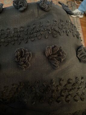Black Mini Skirt with Textured Rosette Accents